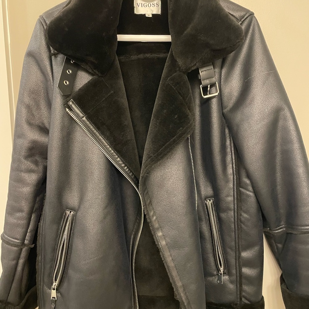 Vigoss Black Leather Moto Jacket